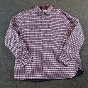 Con.Struct Button Down Shirt Mens XL Engineered Goods Navy Burgundy Grid EUC